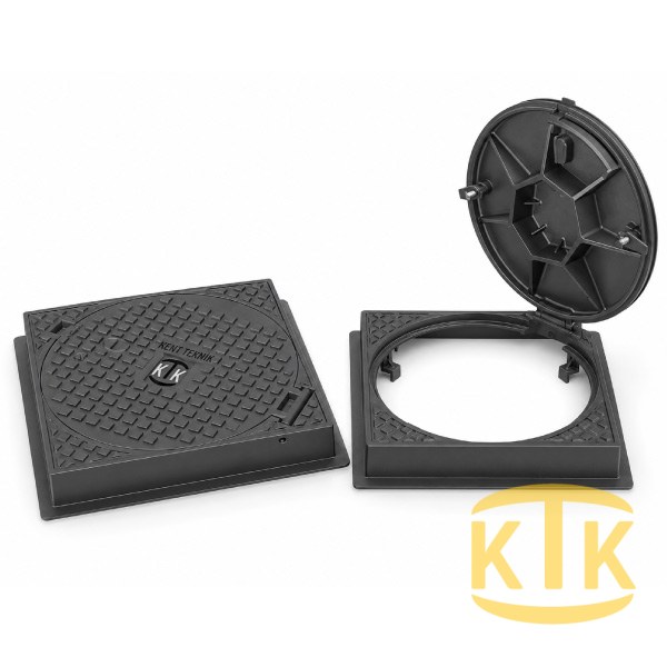 Döküm Rögar Kapağı Ø600 mm (kare çerçeve) B125 | DKT-600-B4