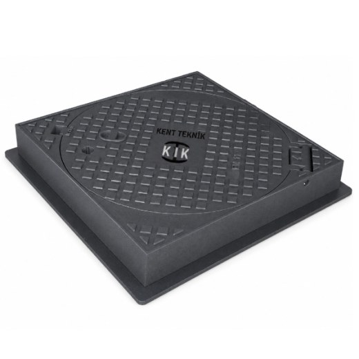 Döküm Rögar Kapağı Ø600 mm (kare çerçeve) C250 | DKT-600-C5 - Kent Kompozit Döküm Rögar Kapağı