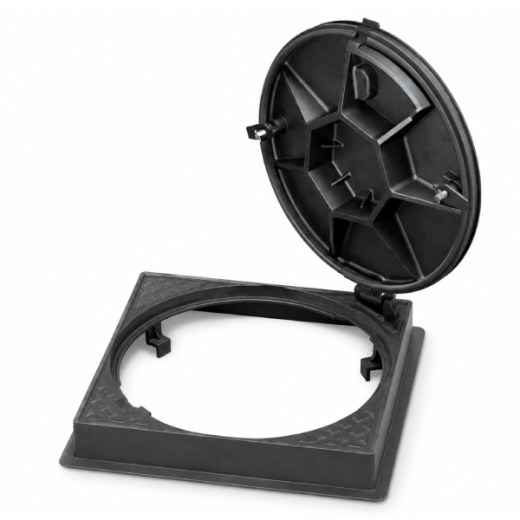 Döküm Rögar Kapağı Ø600 mm (kare çerçeve) D400 | DKT-600-D6 - Kent Kompozit Döküm Rögar Kapağı