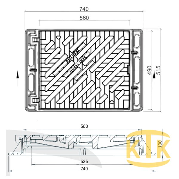 Döküm Yağmur Suyu Izgara Takımı 450x525 mm (DIT.5070-D)