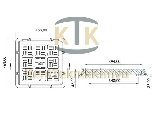 Kompozit Kare Rögar Kapağı Takımı 400x400 mm - Kent Teknik Kimya