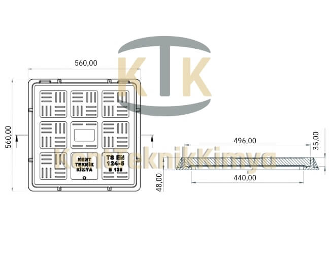 Kompozit Kare Rögar Kapağı Takımı 500x500 mm - Kent Teknik Kimya