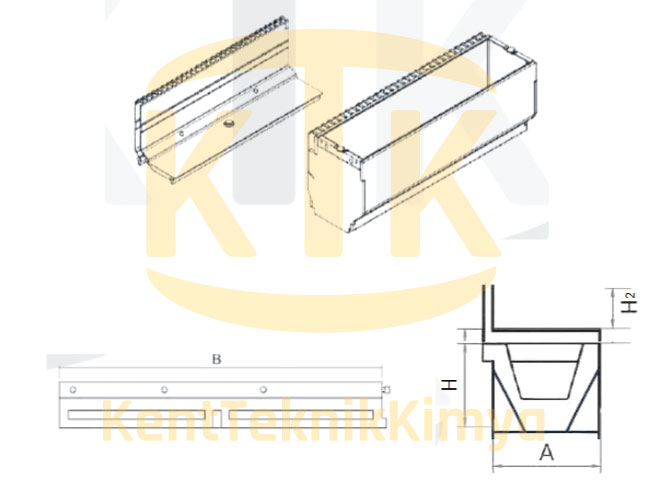 AK-FDK-1212-B125 Fuga Drenaj Kanalı 125x1000x120 (B125) - Kent Teknik Kimya