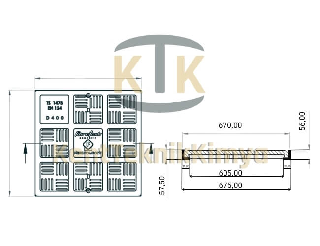 Kompozit Kare Rögar Kapağı Takımı 670x670 mm - Kent Teknik Kimya