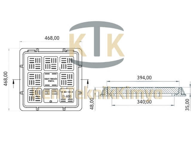 Kompozit Kare Rögar Kapağı Takımı 400x400 mm - Kent Teknik Kimya