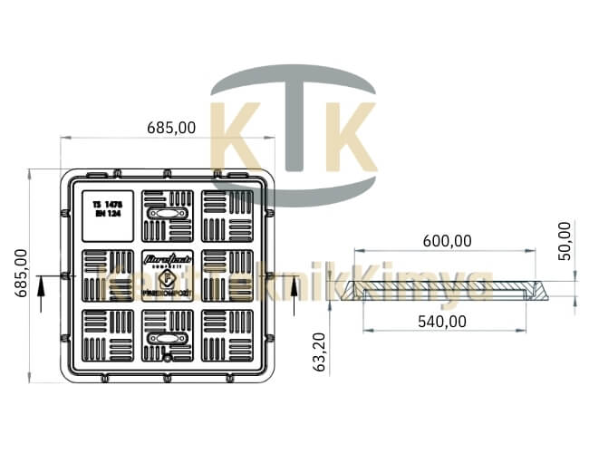 Kompozit Kare Rögar Kapağı Takımı 600x600 mm - Kent Teknik Kimya