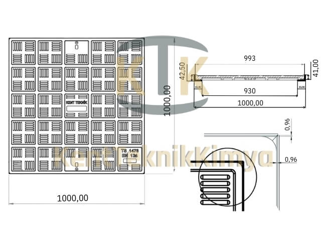Kompozit Kare Rögar Kapağı Takımı 1000x1000 mm - Kent Teknik Kimya