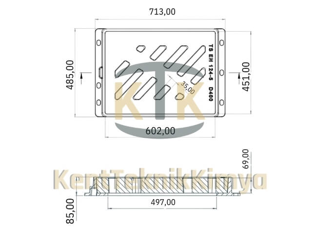 Kompozit Yağmur Suyu Izgara Takımı 450x600 mm - Kent Teknik Kimya