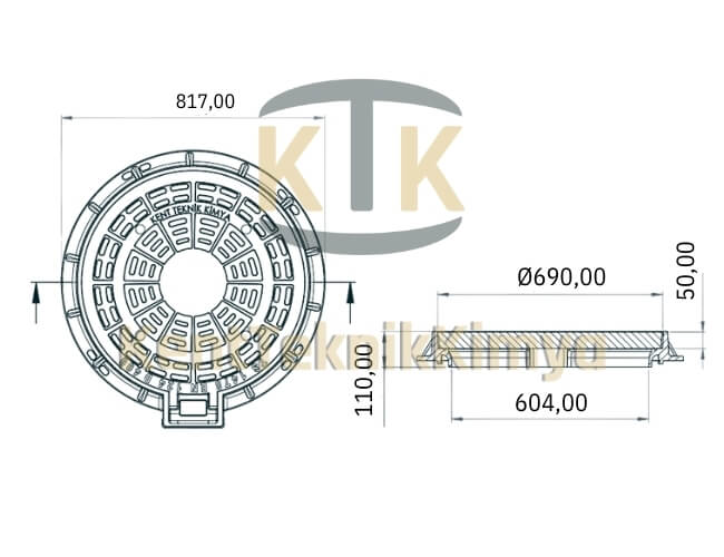 Kompozit Rögar Kapağı Takımı ø 600 mm Menteşeli - Kent Teknik Kimya